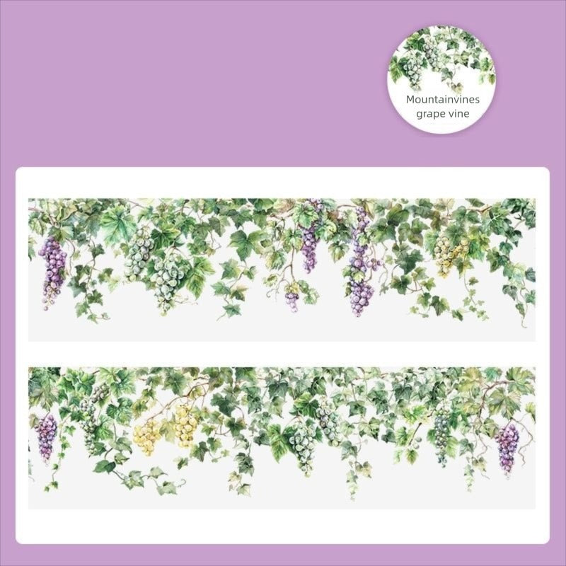 Mountain Vines Washi Tape Set 6 Rolls, Floral Vine PET Clear Tape, Vintage Nature Botanical Stickers for Journaling Scrapbooking Crafts