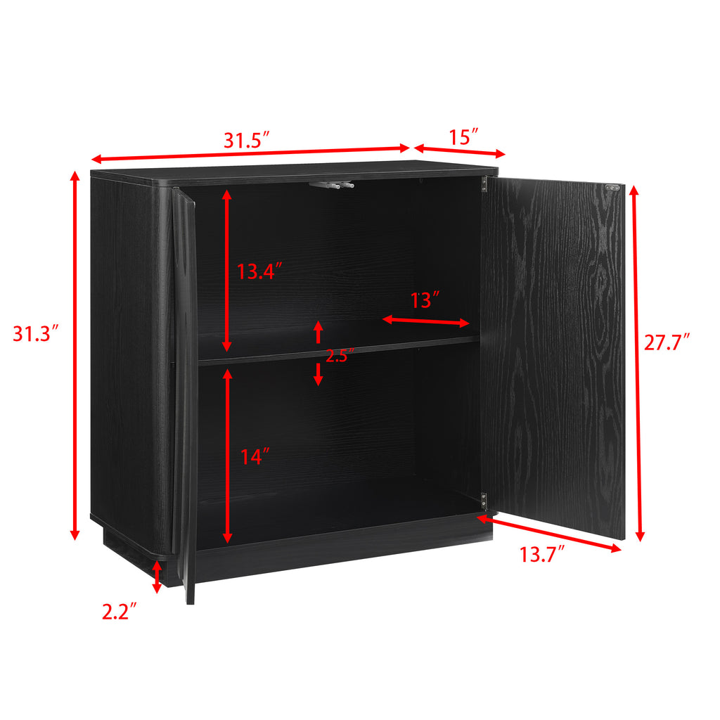 AEELLEEA Mid Century Modern Sideboard Cabinet, 2 Push-to-Open Doors Storage Credenza with Adjustable Shelf for Entryway Living Room