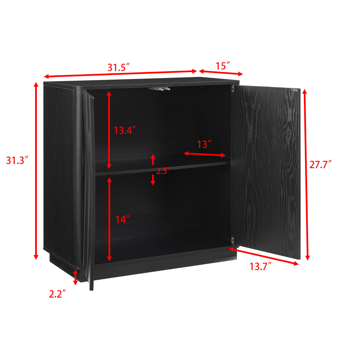 AEELLEEA Mid Century Modern Sideboard Cabinet, 2 Push-to-Open Doors Storage Credenza with Adjustable Shelf for Entryway Living Room