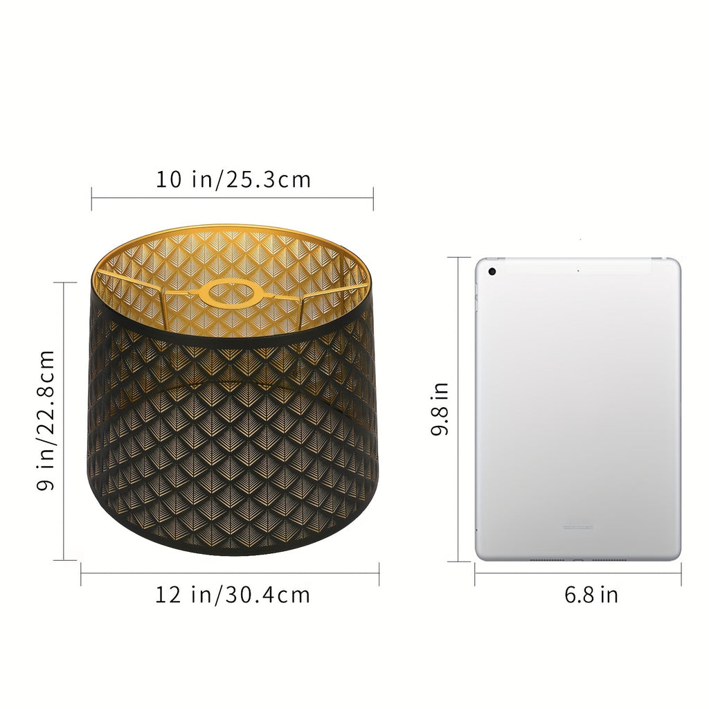 ALUCSET 2 Pack Black Gold Drum Lamp Shades, Geometric Cutout Universal Fit for Table & Floor Lamps