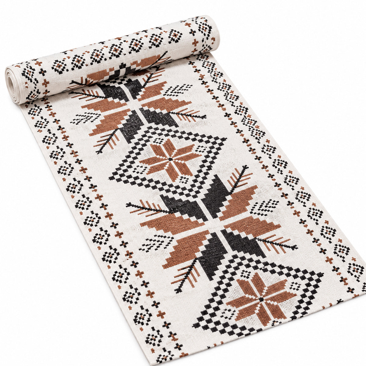 Southwestern Geometric Table Runner, 17.7 x 66.9 Inch Rustic Tribal Pattern Table Decor for Dining Room, Kitchen and Coffee Table