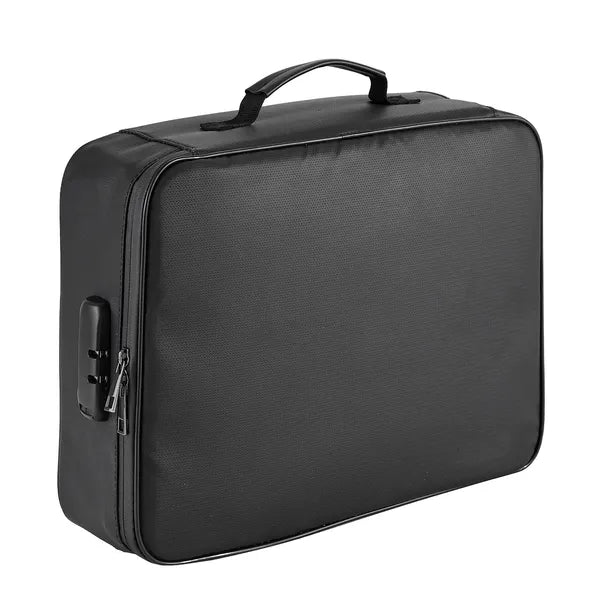 Fire-Resistant Document Box with Combo Lock, Water-Resistant Multi-Layer Accordion Organizer for Passports and Files, Black