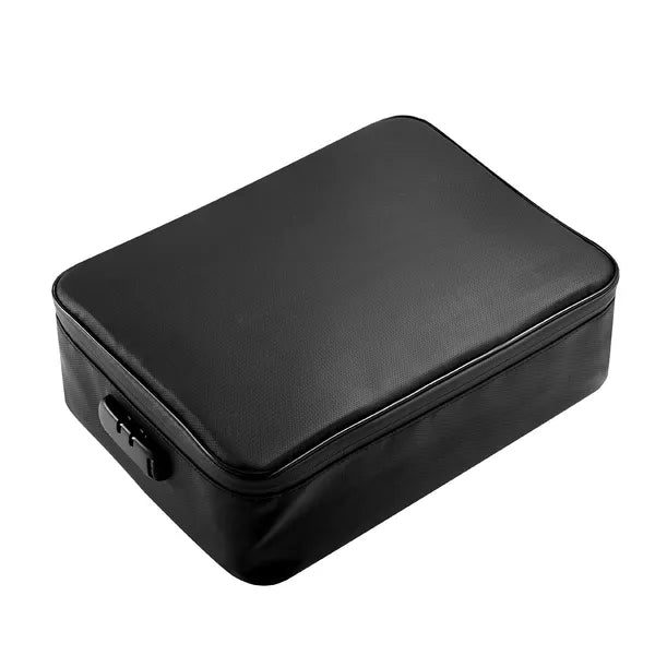 Fire-Resistant Document Box with Combo Lock, Water-Resistant Multi-Layer Accordion Organizer for Passports and Files, Black