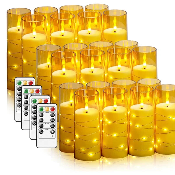 Flameless LED Candles with Timer 12 Pc Flickering Flameless Candles for Romantic Ambiance and Home Decoration Stable Acrylic Shell