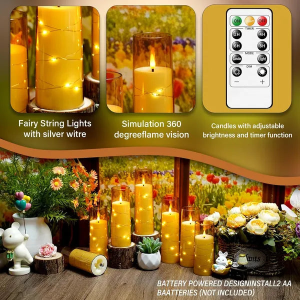 Flameless LED Candles with Timer 12 Pc Flickering Flameless Candles for Romantic Ambiance and Home Decoration Stable Acrylic Shell