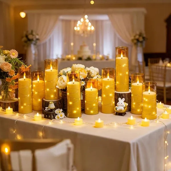 Flameless LED Candles with Timer 12 Pc Flickering Flameless Candles for Romantic Ambiance and Home Decoration Stable Acrylic Shell