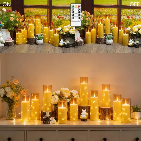 Flameless LED Candles with Timer 12 Pc Flickering Flameless Candles for Romantic Ambiance and Home Decoration Stable Acrylic Shell