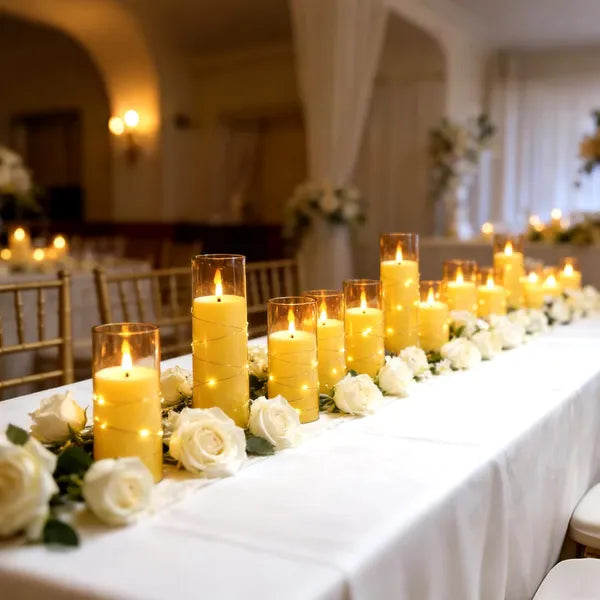 Flameless LED Candles with Timer 12 Pc Flickering Flameless Candles for Romantic Ambiance and Home Decoration Stable Acrylic Shell