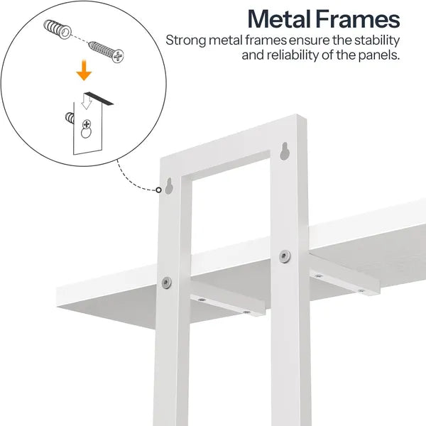 Aeelleea 2-Tier Floating Wall Mounted Shelves, 29.9×5.3×15.7in All White Wood Frame Display Storage Rack For Bedroom Living Room