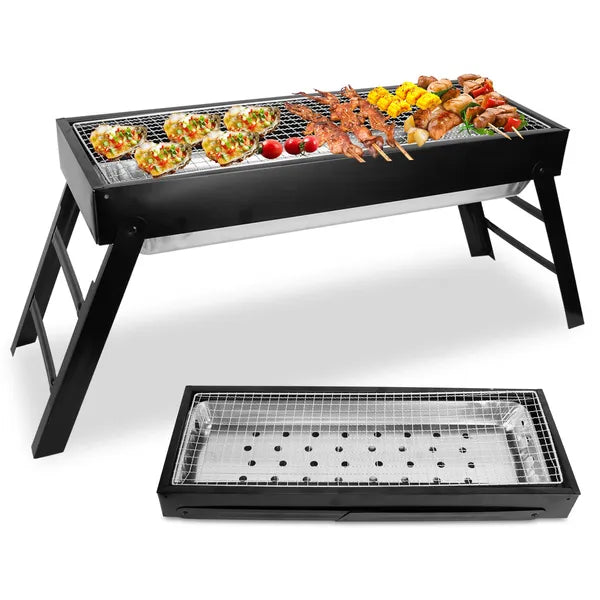 Aeelleea Foldable Charcoal BBQ Grill, Stainless Steel Portable Tabletop Barbecue for Camping Picnic Backyard