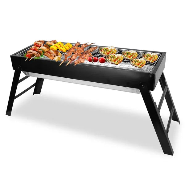 Aeelleea Foldable Charcoal BBQ Grill, Stainless Steel Portable Tabletop Barbecue for Camping Picnic Backyard