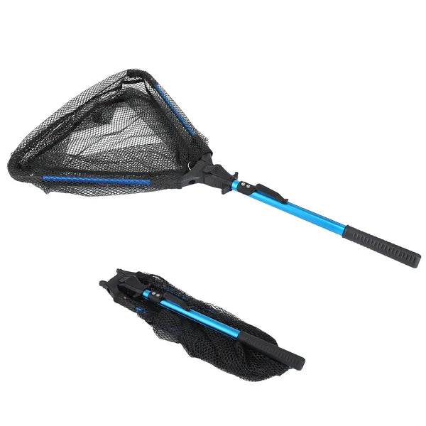 Aeelleea Foldable Fishing Landing Net, 28.74in Extended, 16.93in Folded, Aluminum EVA Handle 5mm Hex Nano Nylon Mesh, Catch & Release