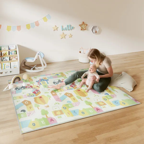 Reversible Foldable Baby Play Mat, 79"×71" Extra Large Foam Playmat, Non-Slip Waterproof Crawling Mat for Toddlers Kids