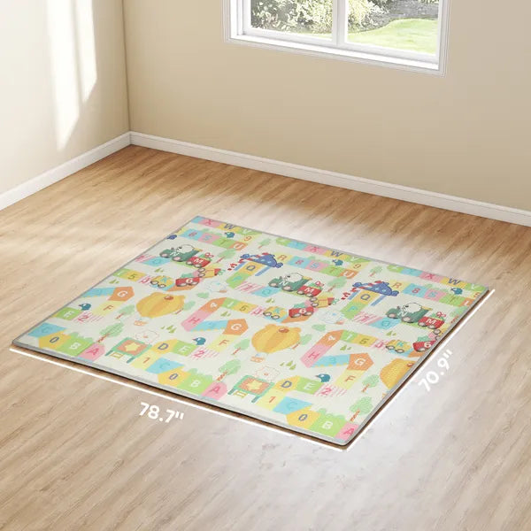 Reversible Foldable Baby Play Mat, 79"×71" Extra Large Foam Playmat, Non-Slip Waterproof Crawling Mat for Toddlers Kids