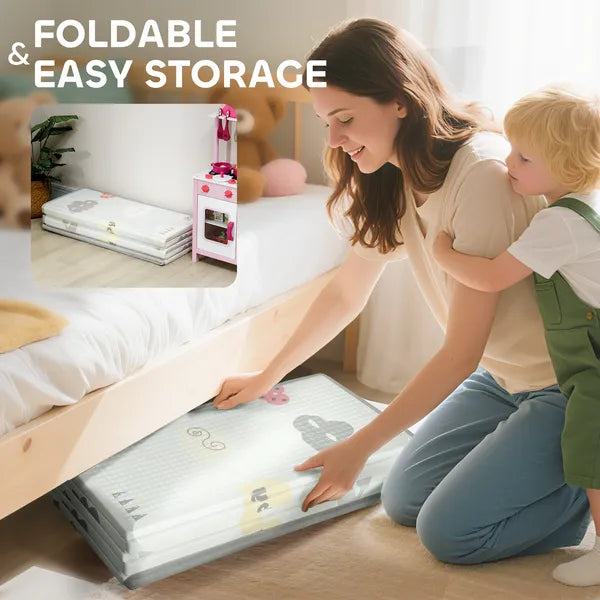 Reversible Foldable Baby Play Mat, 79"×71" Extra Large Foam Playmat, Non-Slip Waterproof Crawling Mat for Toddlers Kids