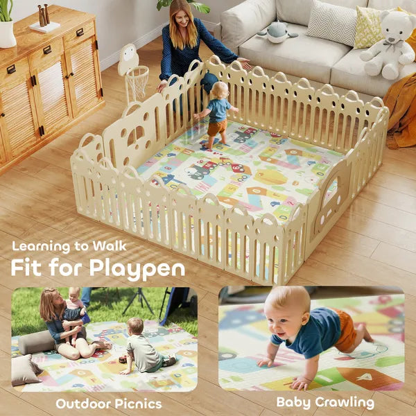 Reversible Foldable Baby Play Mat, 79"×71" Extra Large Foam Playmat, Non-Slip Waterproof Crawling Mat for Toddlers Kids