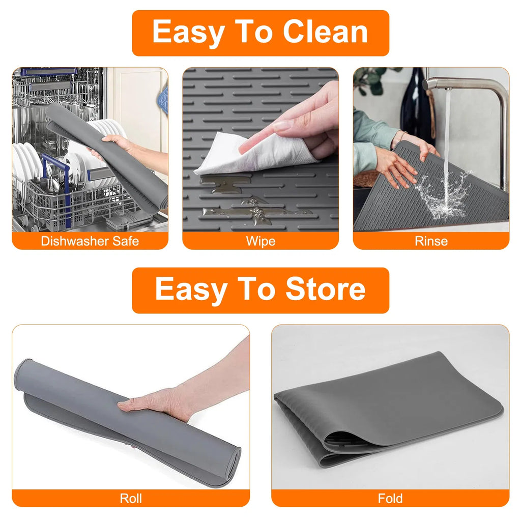 Silicone Stovetop Cover Mat, Foldable Heat Resistant Cooktop Protector for Glass & Electric Stoves, Waterproof Non-Slip, Dishwasher Safe, 27.95" x 19.69", Dark Gray