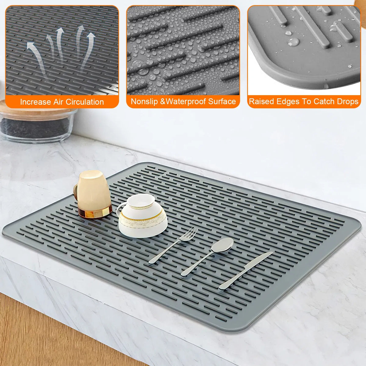 Silicone Stovetop Cover Mat, Foldable Heat Resistant Cooktop Protector for Glass & Electric Stoves, Waterproof Non-Slip, Dishwasher Safe, 27.95" x 19.69", Dark Gray