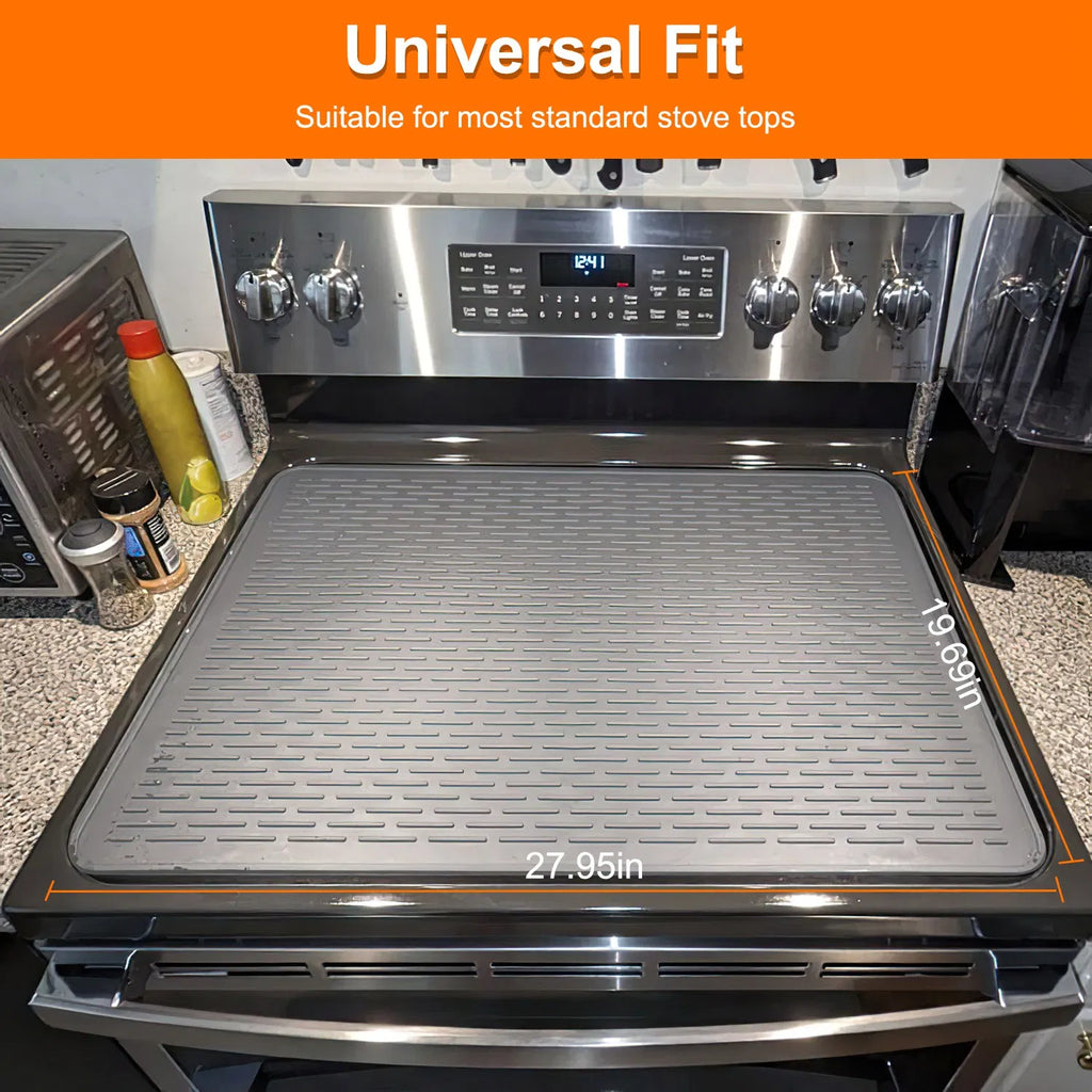 Silicone Stovetop Cover Mat, Foldable Heat Resistant Cooktop Protector for Glass & Electric Stoves, Waterproof Non-Slip, Dishwasher Safe, 27.95" x 19.69", Dark Gray