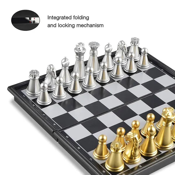Folding Magnetic Chess Set, Portable Travel Chess Board Game for Family Kids Adults Outdoor & Home Entertainment