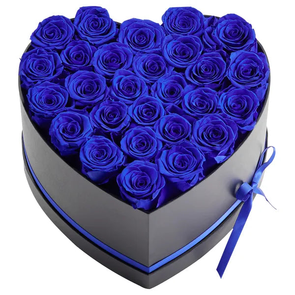 27 Preserved Royal‑Blue Roses Heart‑Shape Box, Forever Eternal Flower Gift for Women, Wife, Mom, Birthday, Anniversary, Valentine's & Christmas