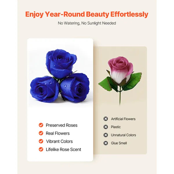 27 Preserved Royal‑Blue Roses Heart‑Shape Box, Forever Eternal Flower Gift for Women, Wife, Mom, Birthday, Anniversary, Valentine's & Christmas