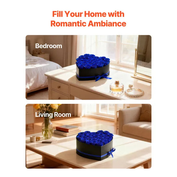 27 Preserved Royal‑Blue Roses Heart‑Shape Box, Forever Eternal Flower Gift for Women, Wife, Mom, Birthday, Anniversary, Valentine's & Christmas
