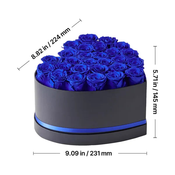 27 Preserved Royal‑Blue Roses Heart‑Shape Box, Forever Eternal Flower Gift for Women, Wife, Mom, Birthday, Anniversary, Valentine's & Christmas