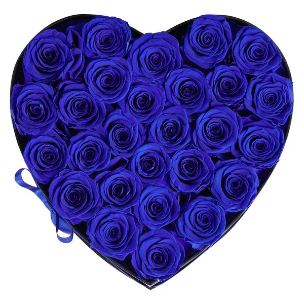 27 Preserved Royal‑Blue Roses Heart‑Shape Box, Forever Eternal Flower Gift for Women, Wife, Mom, Birthday, Anniversary, Valentine's & Christmas