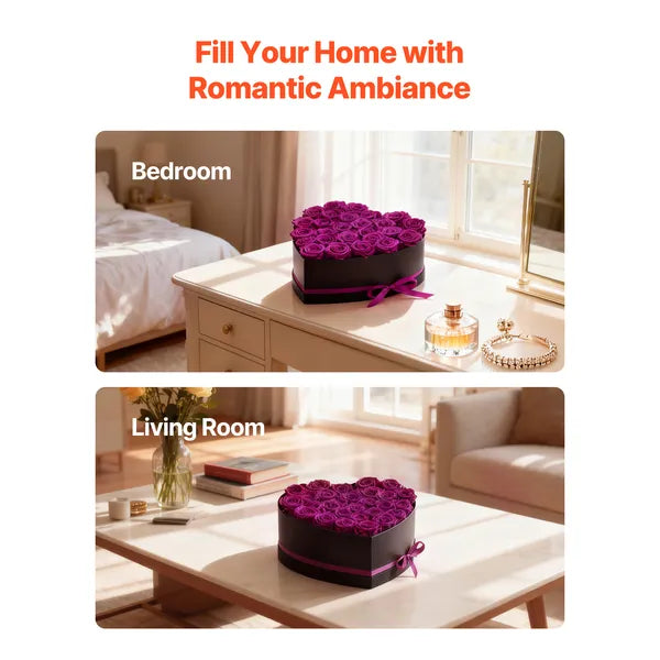 27 Preserved Purple Roses Heart‑Shape Box, Forever Eternal Flowers Gift for Women, Wife, Mom, Birthday, Anniversary, Valentine's Day & Christmas
