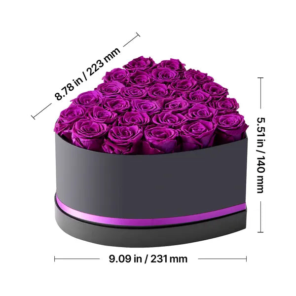 27 Preserved Purple Roses Heart‑Shape Box, Forever Eternal Flowers Gift for Women, Wife, Mom, Birthday, Anniversary, Valentine's Day & Christmas