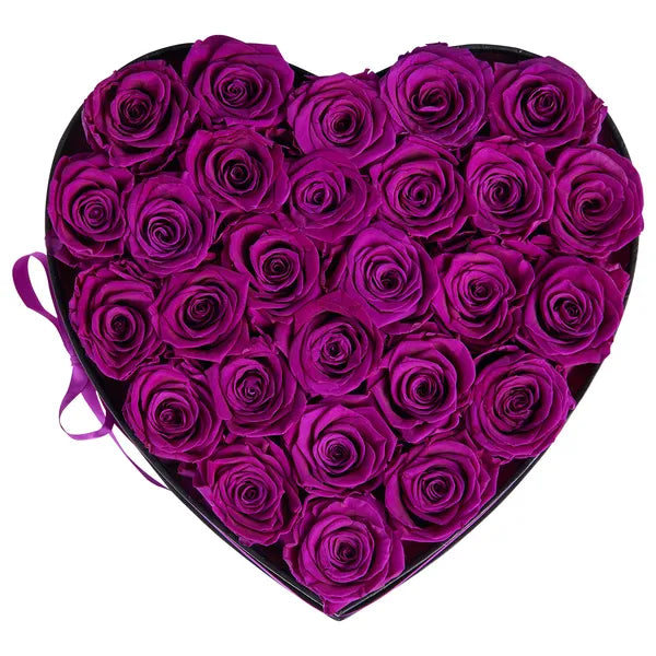 27 Preserved Purple Roses Heart‑Shape Box, Forever Eternal Flowers Gift for Women, Wife, Mom, Birthday, Anniversary, Valentine's Day & Christmas