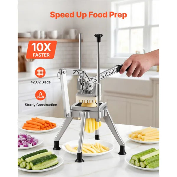 AEELLEEA Commercial French Fry Cutter with 1/2 Inch Stainless Steel Blade, Lever Action Vegetable Slicer for Potato, Carrot, Cucumber for Home & Restaurant
