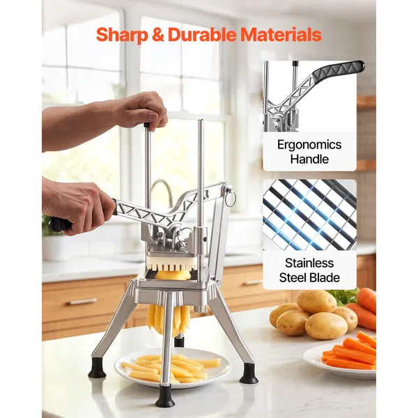 AEELLEEA Commercial French Fry Cutter with 1/2 Inch Stainless Steel Blade, Lever Action Vegetable Slicer for Potato, Carrot, Cucumber for Home & Restaurant