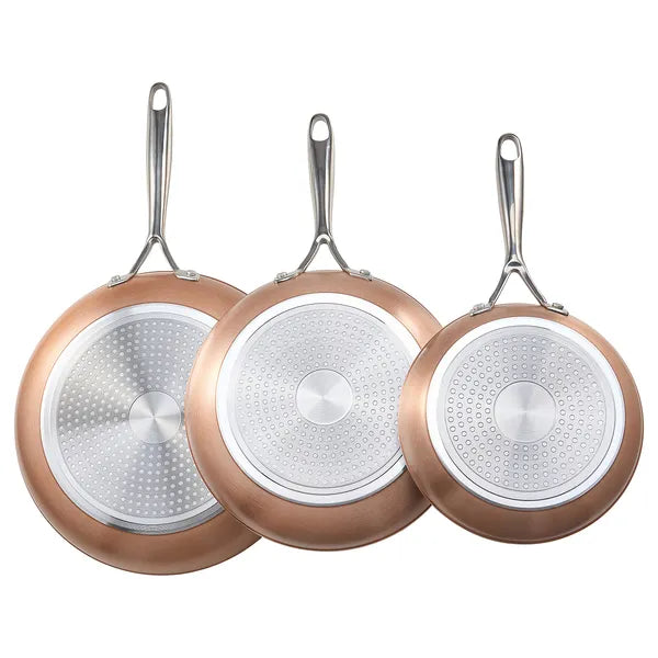 3 Piece Aluminum Non-Stick Frying Pan Set, 8/10/12 Inch Skillets, PFOA Free, for Gas, Electric & Induction Stovetops
