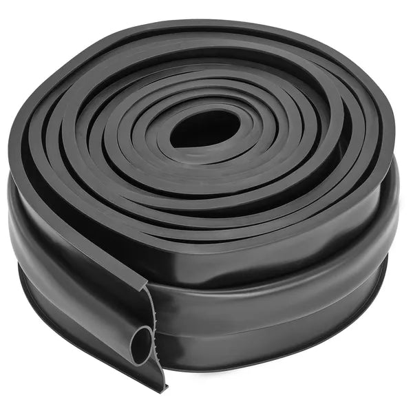 U Shape + O Ring Garage Door Bottom Seal, 16 Ft Weatherproof Rubber Weather Stripping, 5/16 in T-Ends, 3 3/4 in Width, Black