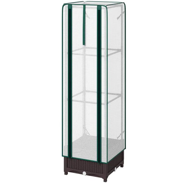 AEELLEEA Vertical Mini Greenhouse with Self Watering Planter Box PE Cover Anti UV Insect Proof for Indoor Outdoor Plant Growing