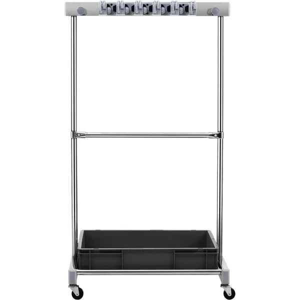 Aeelleea Garden Tool Organizer, 10 Slots 24 Hooks Rolling Tool Rack with Wheels, Garage Storage for Long Handled Yard Tools