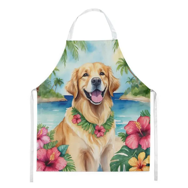 Dog Lover Cooking Apron for Women Men, Adjustable Hawaiian Bib Kitchen Apron 27x30 Inch, Machine Washable, Gift for Dog Moms Dads
