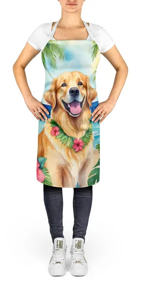 Dog Lover Cooking Apron for Women Men, Adjustable Hawaiian Bib Kitchen Apron 27x30 Inch, Machine Washable, Gift for Dog Moms Dads