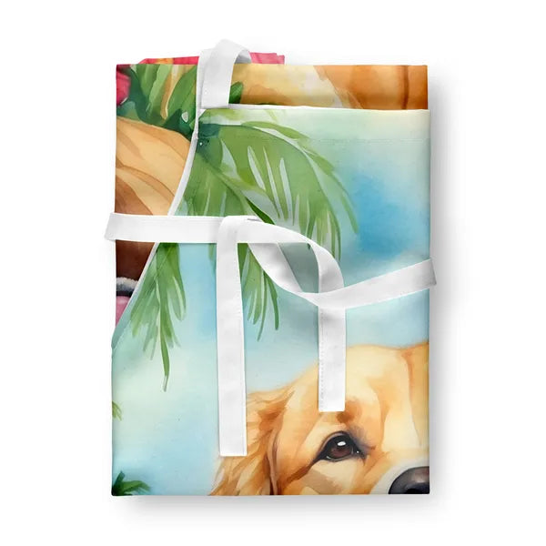 Dog Lover Cooking Apron for Women Men, Adjustable Hawaiian Bib Kitchen Apron 27x30 Inch, Machine Washable, Gift for Dog Moms Dads