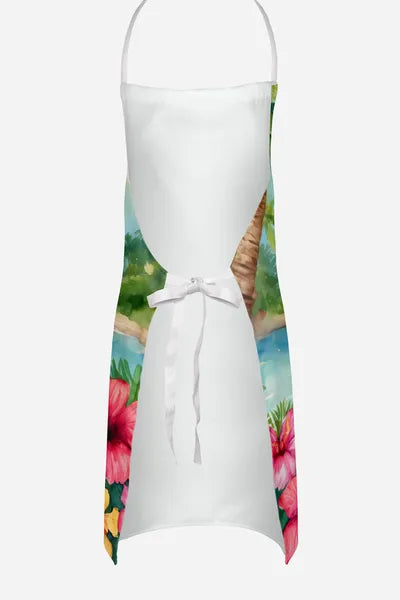 Dog Lover Cooking Apron for Women Men, Adjustable Hawaiian Bib Kitchen Apron 27x30 Inch, Machine Washable, Gift for Dog Moms Dads