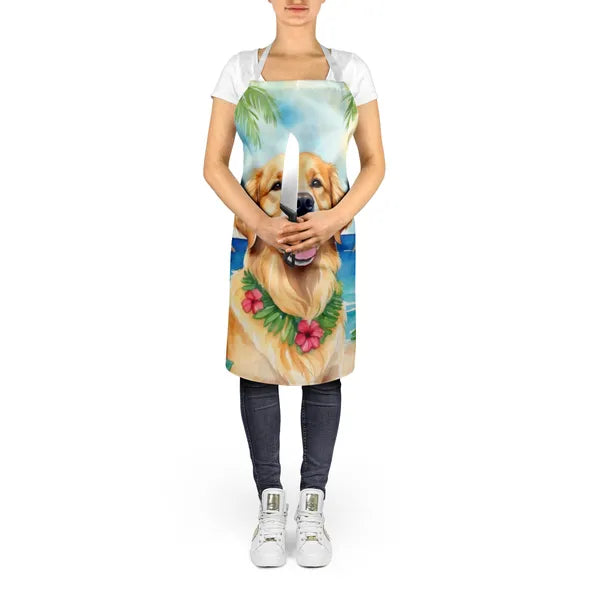 Dog Lover Cooking Apron for Women Men, Adjustable Hawaiian Bib Kitchen Apron 27x30 Inch, Machine Washable, Gift for Dog Moms Dads