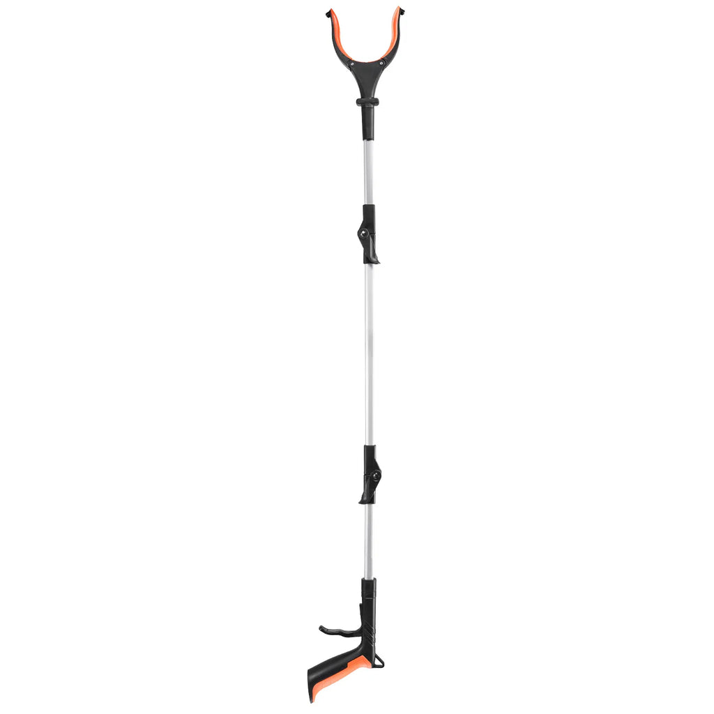 43" Extra Long Foldable Reacher Grabber, 360° Rotating Jaw with LED Light & Magnet, Lightweight Pickup Tool