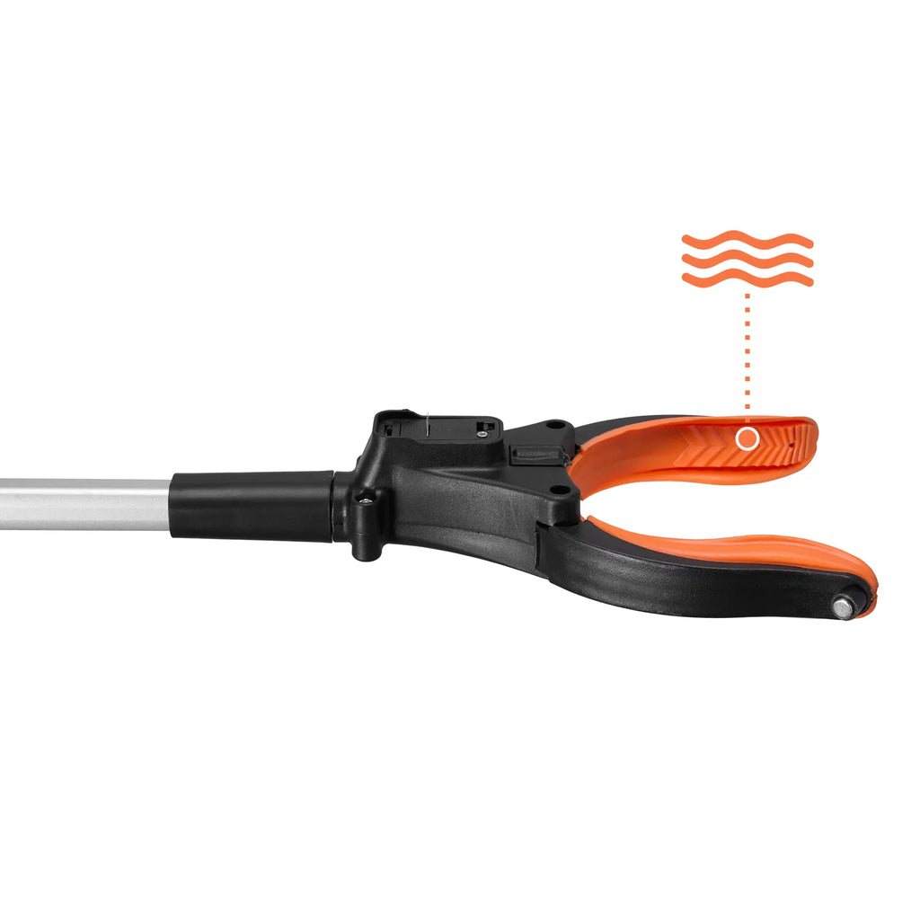 43" Extra Long Foldable Reacher Grabber, 360° Rotating Jaw with LED Light & Magnet, Lightweight Pickup Tool