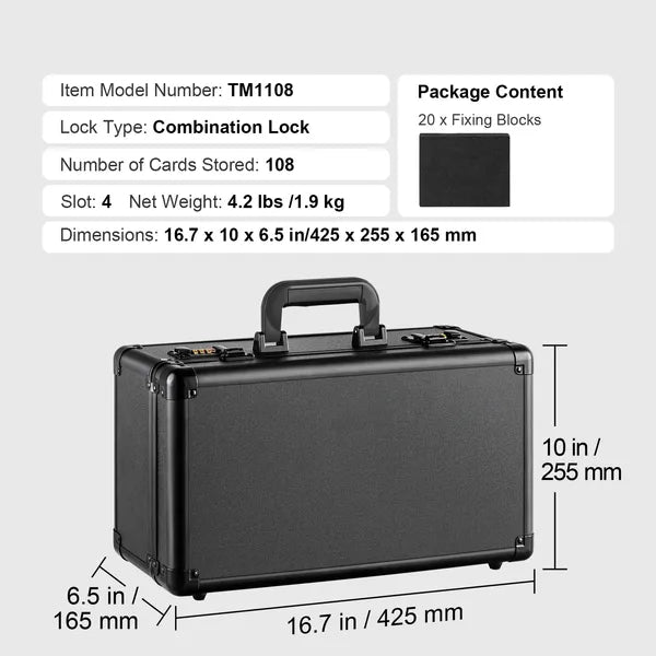 Graded Card Storage Case with Combination Locks, 4-Slot Sports Trading Card Box with 20 Foam Dividers, Fits PSA, BGS, SGC & Top Loaders