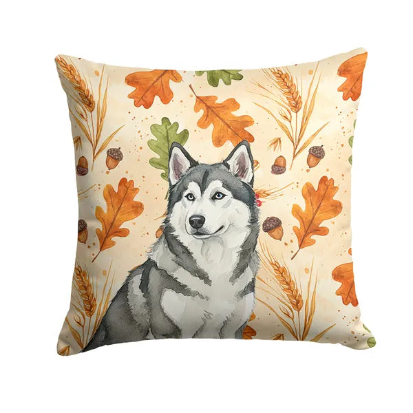 Aeelleea Gray White Alaskan Malamute Heirloom Fall Pillow 18x18 in