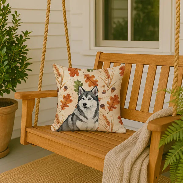 Aeelleea Gray White Alaskan Malamute Heirloom Fall Pillow 18x18 in