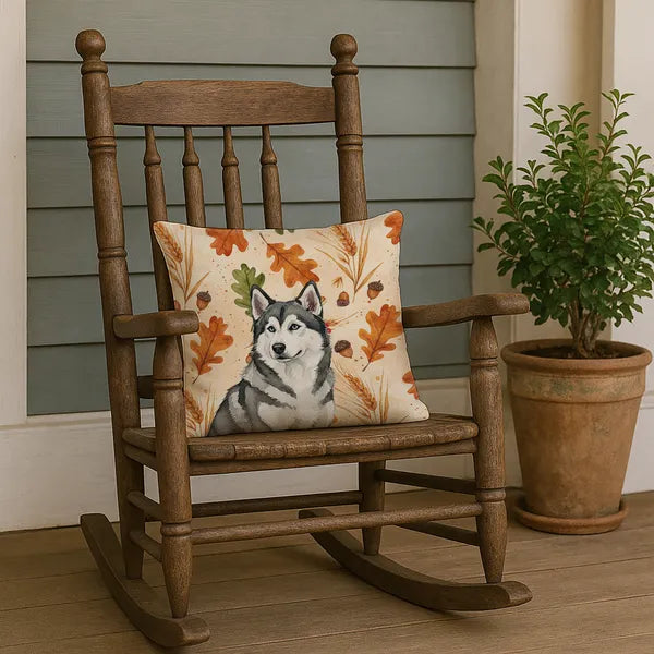 Aeelleea Gray White Alaskan Malamute Heirloom Fall Pillow 18x18 in