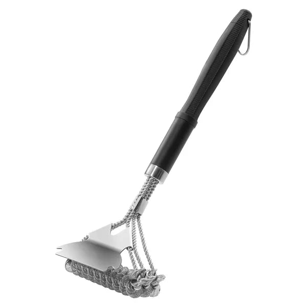 BBQ Grill Brush and Scraper Set, Stainless Steel Grill Cleaning Tools for Gas Charcoal BBQ, Long Handle Safe